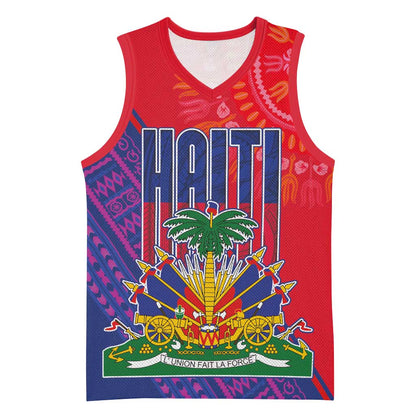 Haiti National Emblem Basketball Jersey Dashiki and Polynesian Pattern LT03