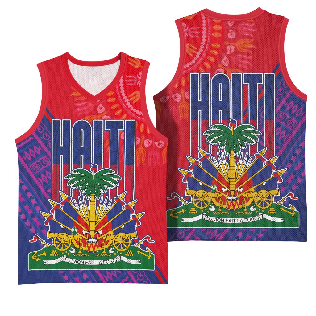 Haiti National Emblem Basketball Jersey Dashiki and Polynesian Pattern LT03