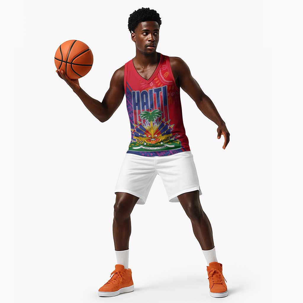 Haiti National Emblem Basketball Jersey Dashiki and Polynesian Pattern LT03