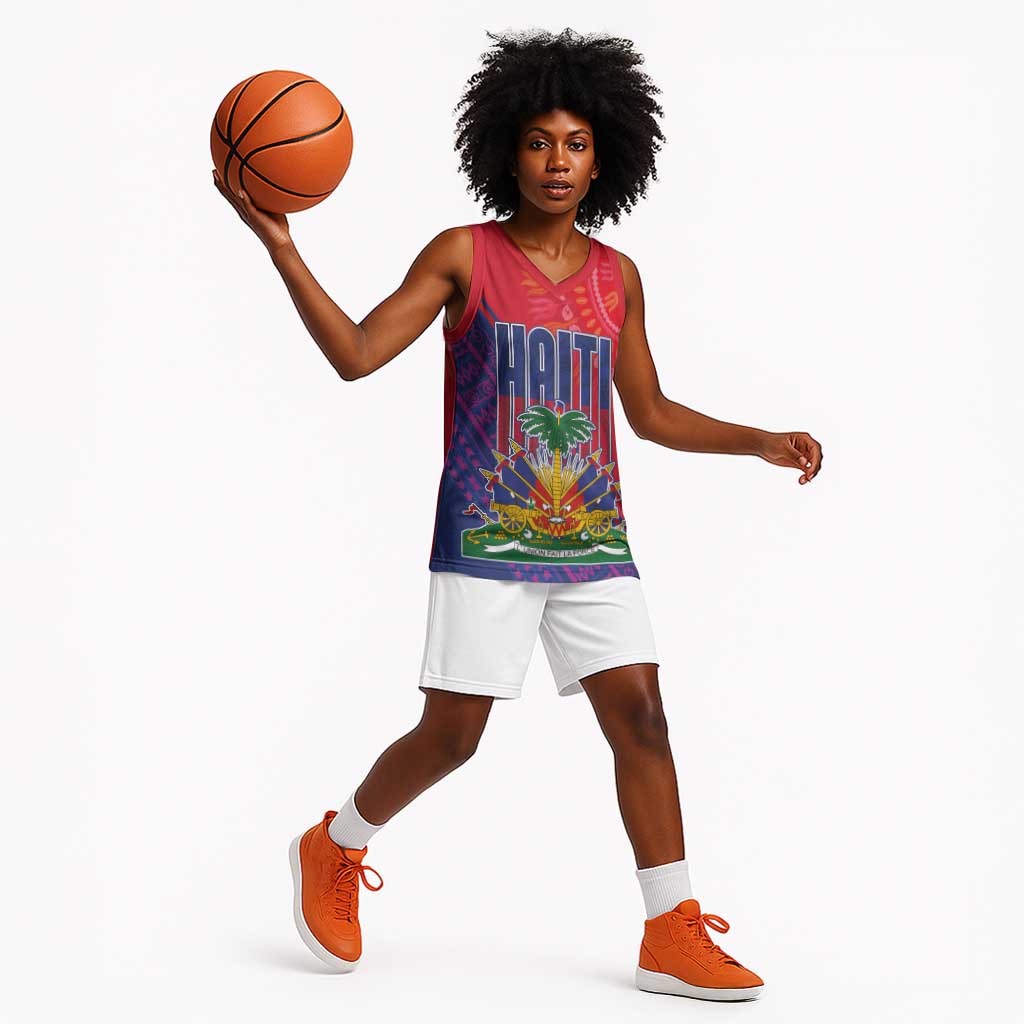Haiti National Emblem Basketball Jersey Dashiki and Polynesian Pattern LT03