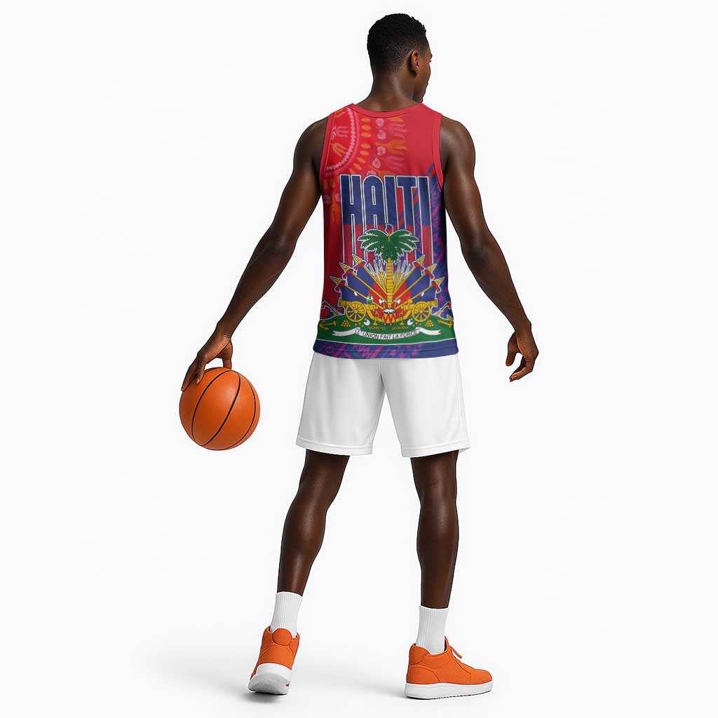 Haiti National Emblem Basketball Jersey Dashiki and Polynesian Pattern LT03