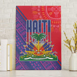 Haiti National Emblem Canvas Wall Art Dashiki and Polynesian Pattern