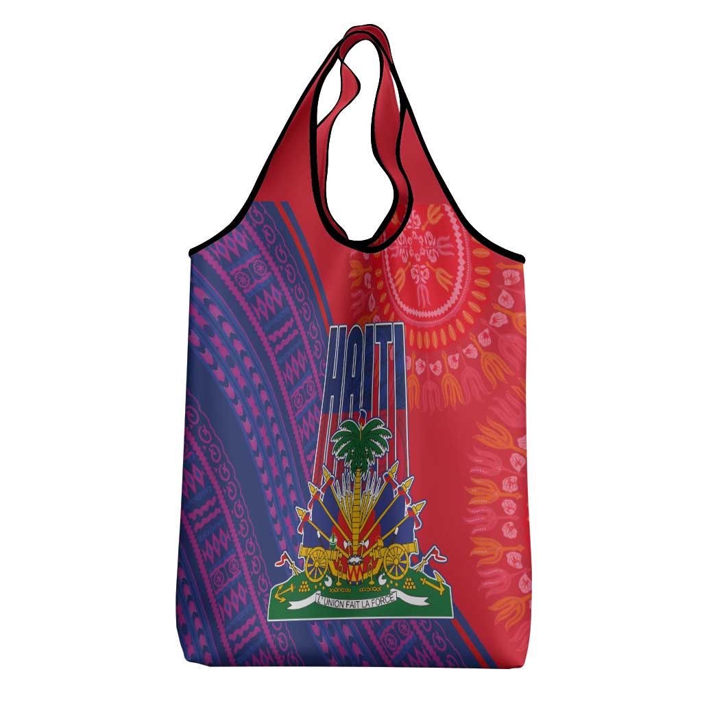 Haiti National Emblem Grocery Bag Dashiki and Polynesian Pattern