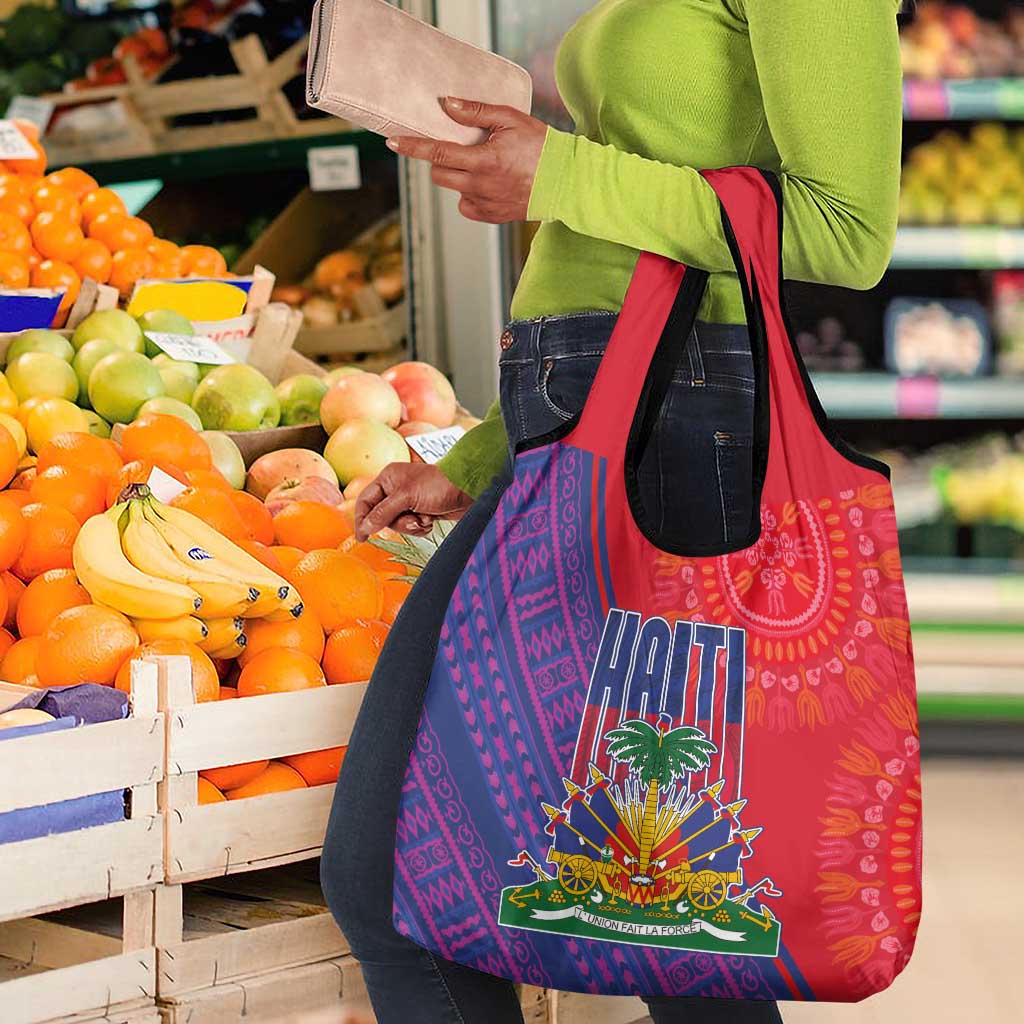 Haiti National Emblem Grocery Bag Dashiki and Polynesian Pattern