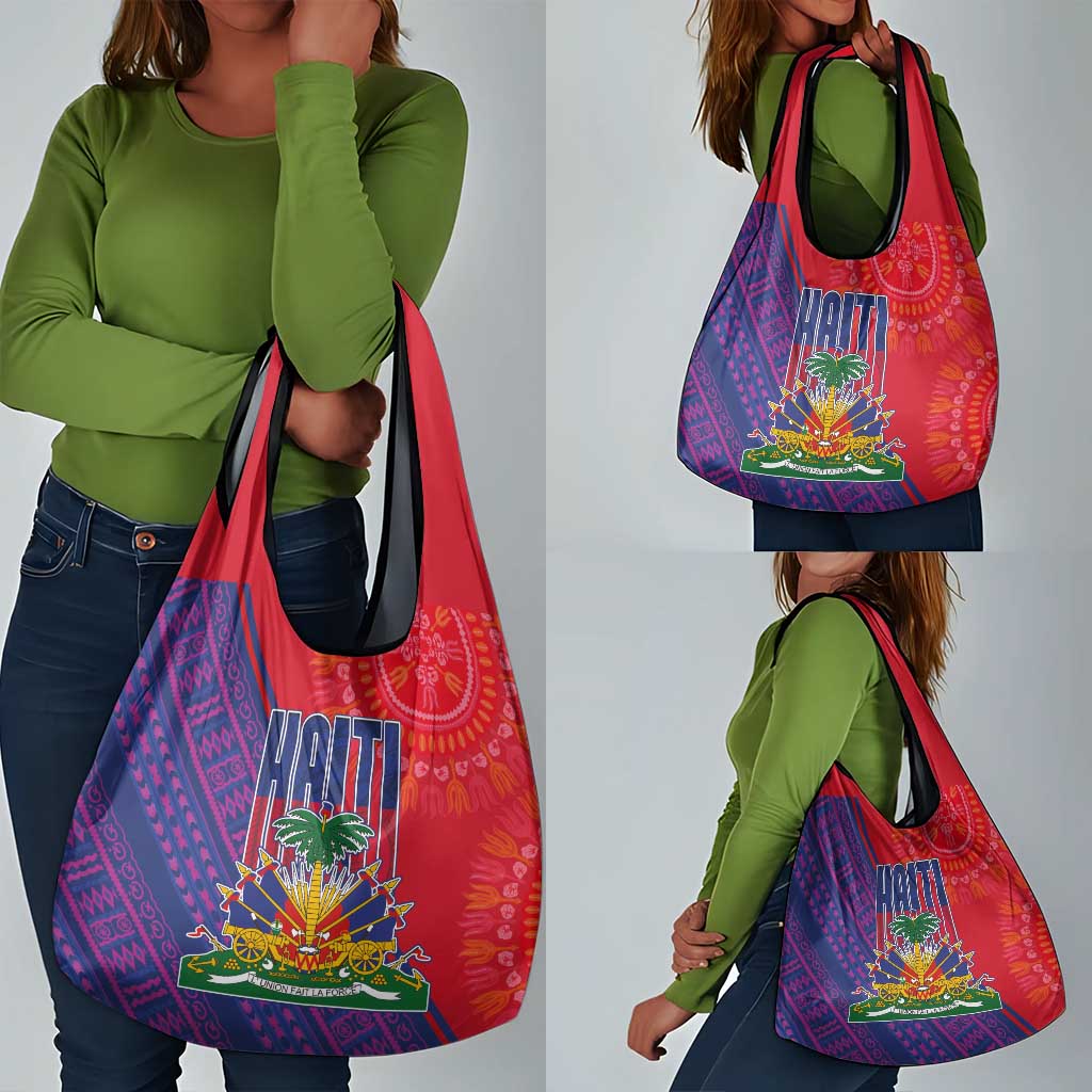 Haiti National Emblem Grocery Bag Dashiki and Polynesian Pattern