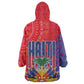 Haiti National Emblem Kid Wearable Blanket Hoodie Dashiki and Polynesian Pattern