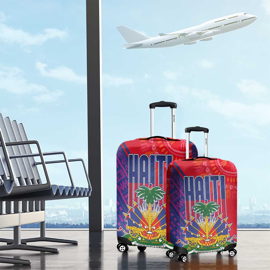 Haiti National Emblem Luggage Cover Dashiki and Polynesian Pattern