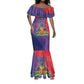 Haiti National Emblem Mermaid Dress Dashiki and Polynesian Pattern