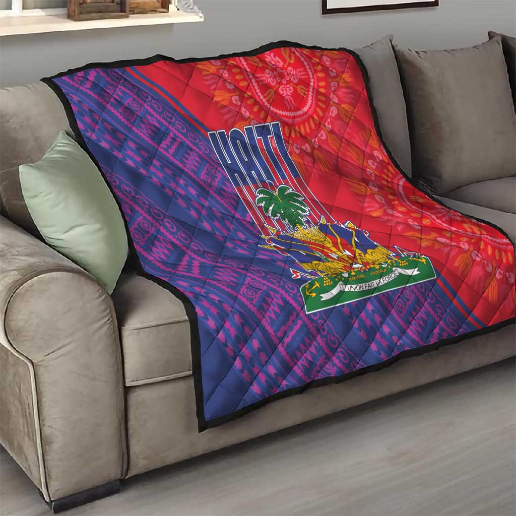 Haiti National Emblem Quilt Dashiki and Polynesian Pattern