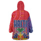 Haiti National Emblem Wearable Blanket Hoodie Dashiki and Polynesian Pattern