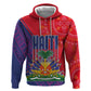 Haiti National Emblem Zip Hoodie Dashiki and Polynesian Pattern