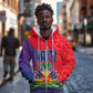 Haiti National Emblem Zip Hoodie Dashiki and Polynesian Pattern