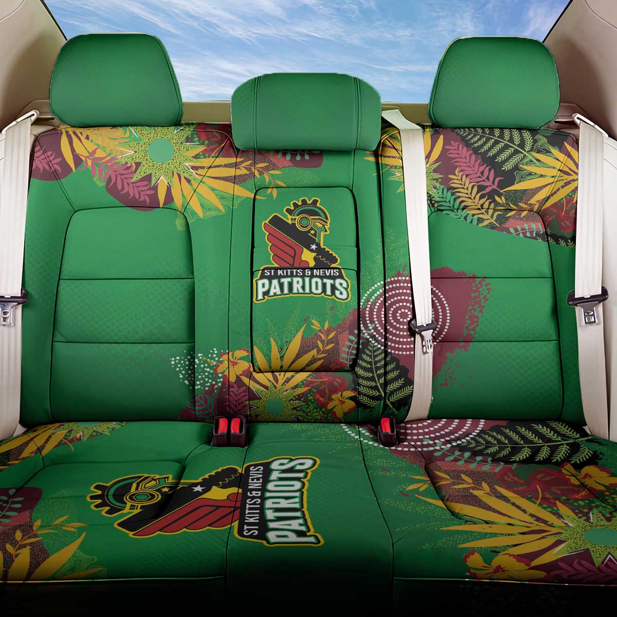 Afro-St Kitts and Nevis Cricket Patriots Back Car Seat Cover Caribbean Tropical Sporty - African Pride