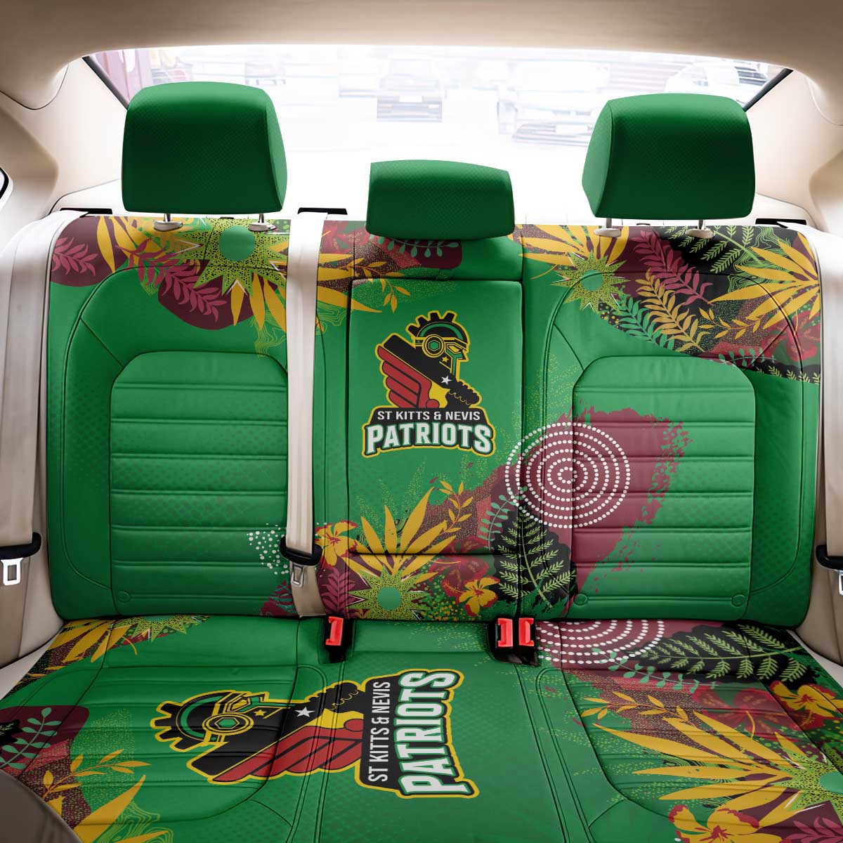 Afro-St Kitts and Nevis Cricket Patriots Back Car Seat Cover Caribbean Tropical Sporty - African Pride