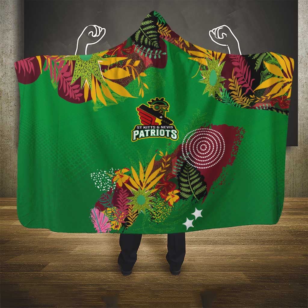 Afro-St Kitts and Nevis Cricket Patriots Hooded Blanket Caribbean Tropical Sporty - African Pride