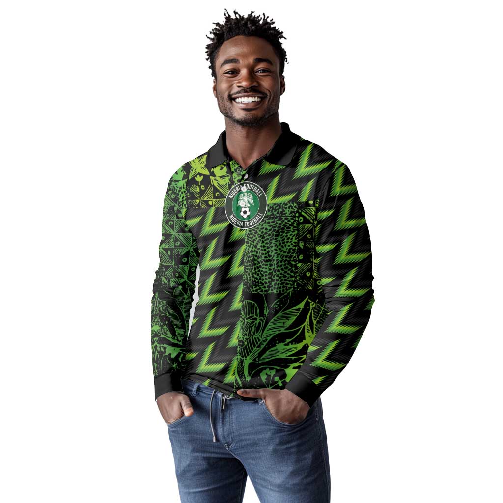 Nigeria Football Custom Long Sleeve Polo Shirt Champions-Super Eagles - African Pride