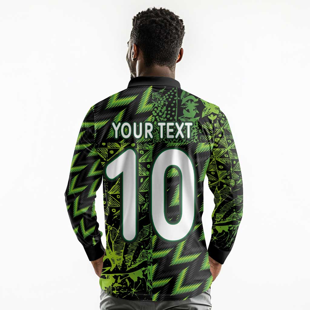Nigeria Football Custom Long Sleeve Polo Shirt Champions-Super Eagles - African Pride