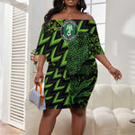 Nigeria Football Custom Off Shoulder Short Dress Champions-Super Eagles - African Pride