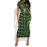 Nigeria Football Custom Short Sleeve Bodycon Dress Champions-Super Eagles - African Pride