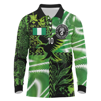 Nigeria Football Custom Long Sleeve Polo Shirt Super Eagles-Africa Spirit - African Pride