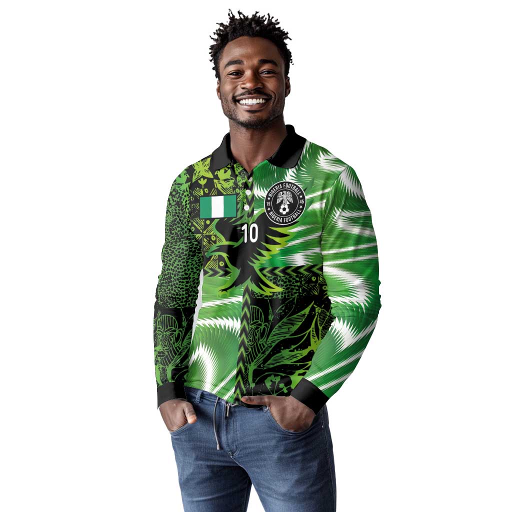 Nigeria Football Custom Long Sleeve Polo Shirt Super Eagles-Africa Spirit - African Pride