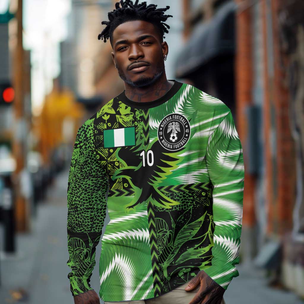 Nigeria Football Custom Long Sleeve Shirt Super Eagles-Africa Spirit - African Pride