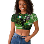 Nigeria Football Custom Raglan Cropped T shirt Super Eagles-Africa Spirit - African Pride