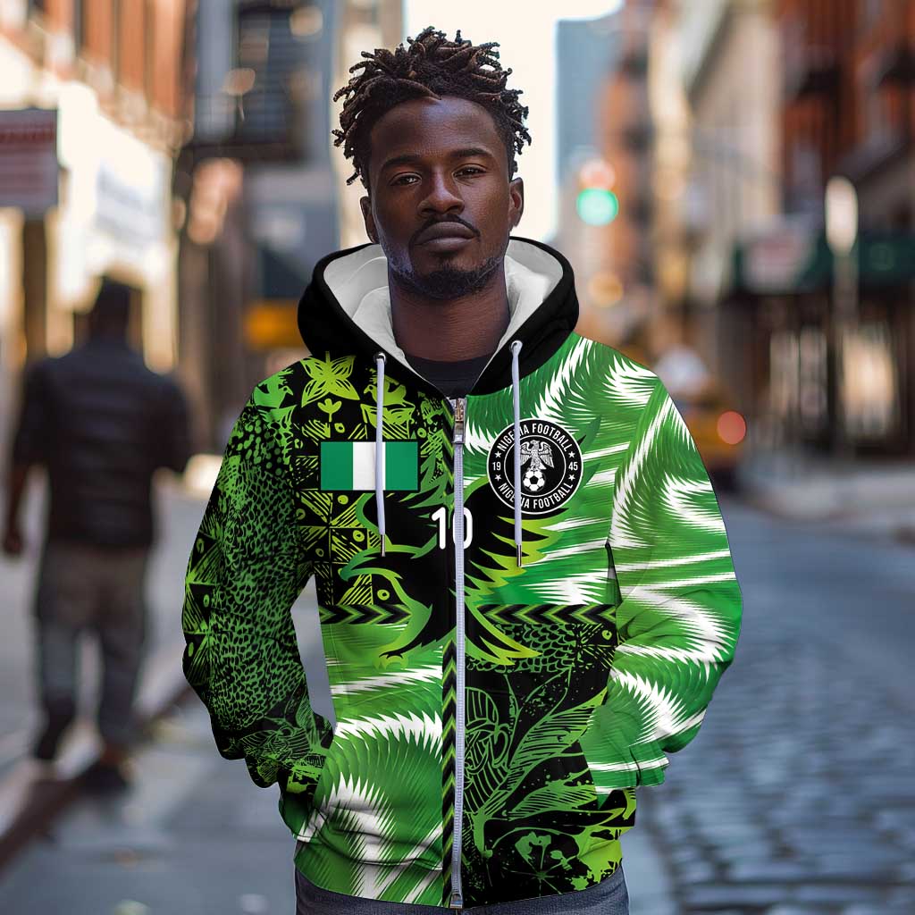 Nigeria Football Custom Zip Hoodie Super Eagles-Africa Spirit - African Pride
