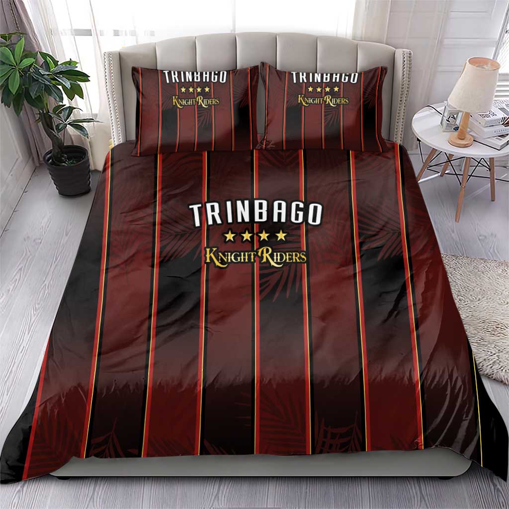Afro-Trinbago Cricket Knight Riders Bedding Set Palm Leaves Stripes Style - African Pride
