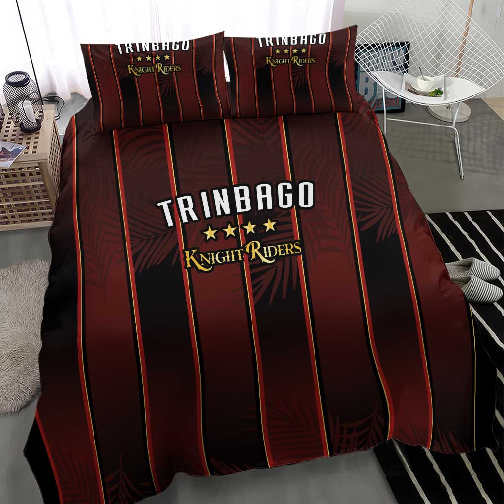 Afro-Trinbago Cricket Knight Riders Bedding Set Palm Leaves Stripes Style - African Pride