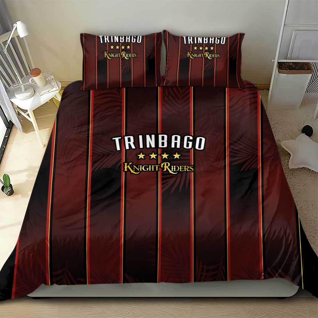 Afro-Trinbago Cricket Knight Riders Bedding Set Palm Leaves Stripes Style - African Pride
