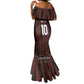 Custom Afro-Trinbago Cricket Knight Riders Mermaid Dress Palm Leaves Stripes Style - African Pride
