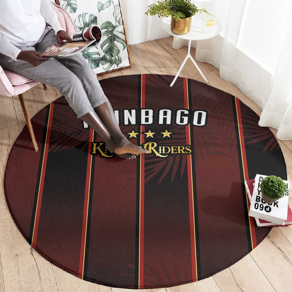 Afro-Trinbago Cricket Knight Riders Round Carpet Palm Leaves Stripes Style - African Pride