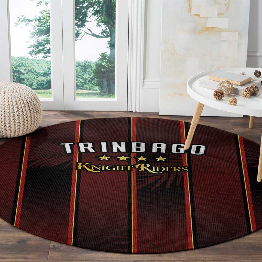 Afro-Trinbago Cricket Knight Riders Round Carpet Palm Leaves Stripes Style - African Pride