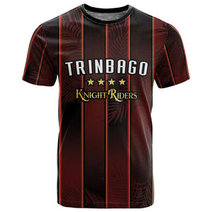 Custom Afro-Trinbago Cricket Knight Riders T shirt Palm Leaves Stripes Style - African Pride