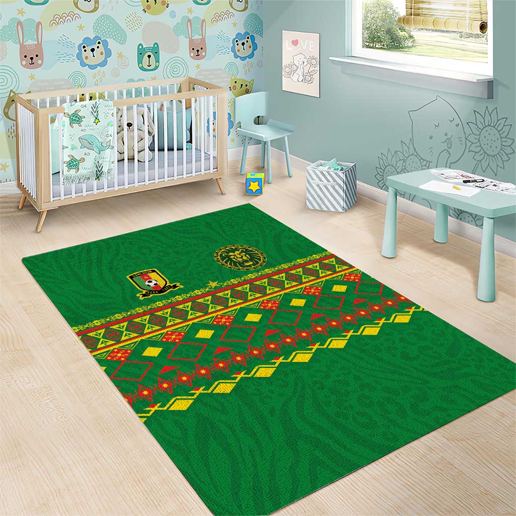 Cameroon Football Area Rug Tribal Motifs Green Color - African Pride