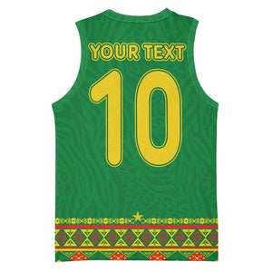 Custom Cameroon Football Basketball Jersey Tribal Motifs Green Color LT03
