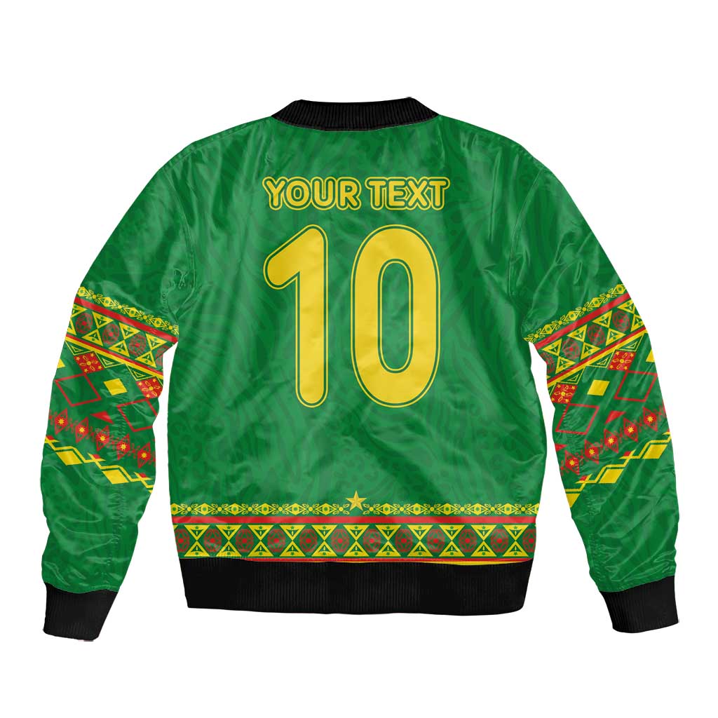 Custom Cameroon Football Bomber Jacket Tribal Motifs Green Color - African Pride