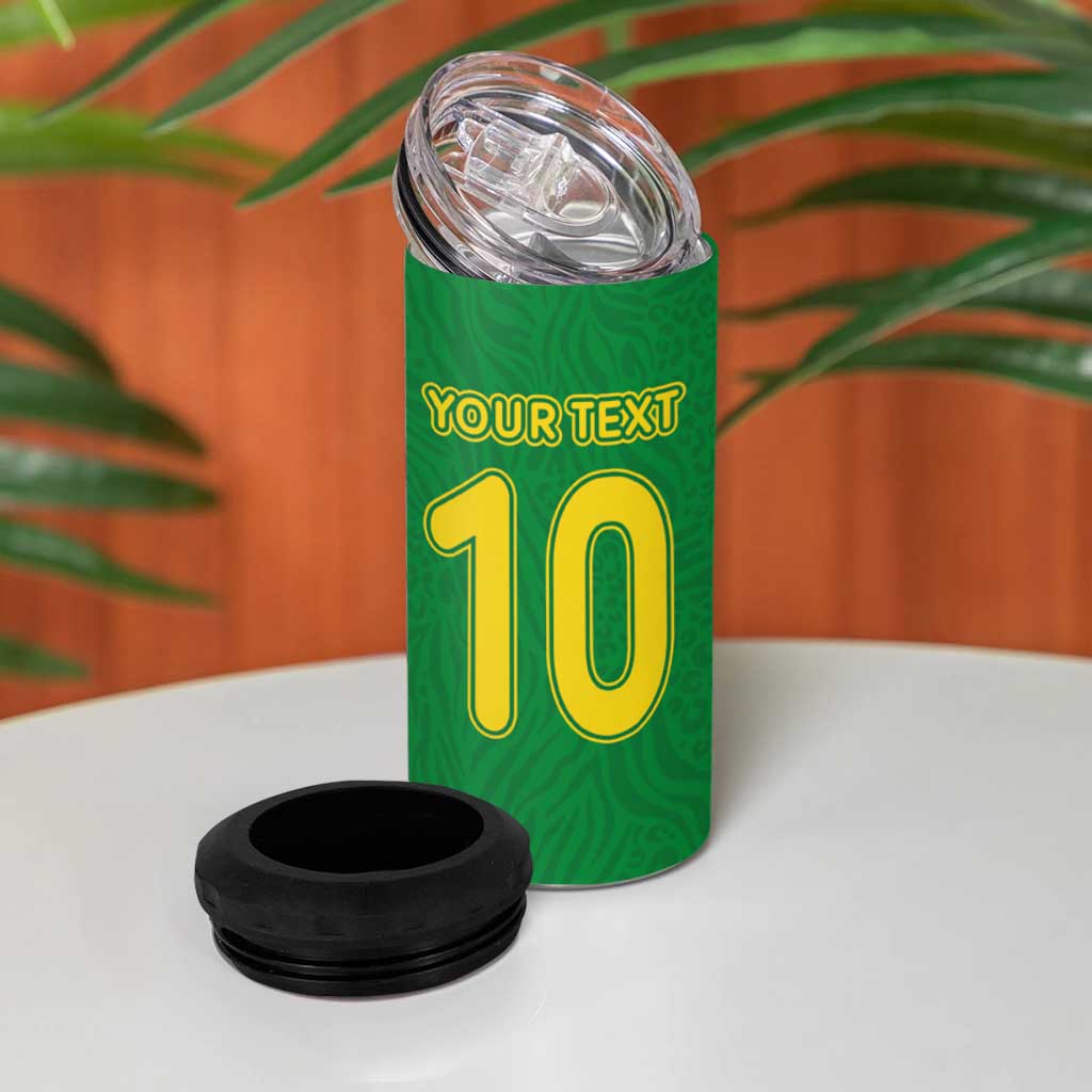 Custom Cameroon Football 4 in 1 Can Cooler Tumbler Tribal Motifs Green Color - African Pride