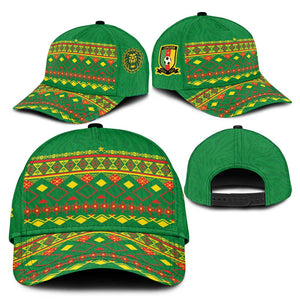 Cameroon Football Classic Cap Tribal Motifs Green Color - African Pride