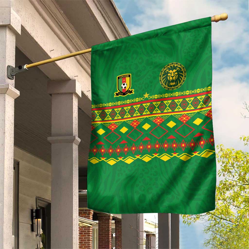 Cameroon Football Garden Flag Tribal Motifs Green Color - African Pride
