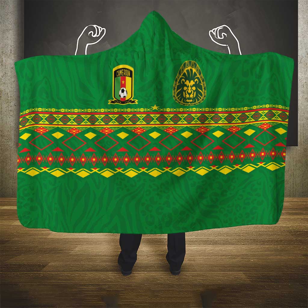 Cameroon Football Hooded Blanket Tribal Motifs Green Color - African Pride