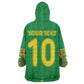 Custom Cameroon Football Kid Wearable Blanket Hoodie Tribal Motifs Green Color - African Pride