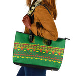 Cameroon Football Leather Tote Bag Tribal Motifs Green Color - African Pride