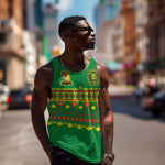 Custom Cameroon Football Men Tank Top Tribal Motifs Green Color - African Pride