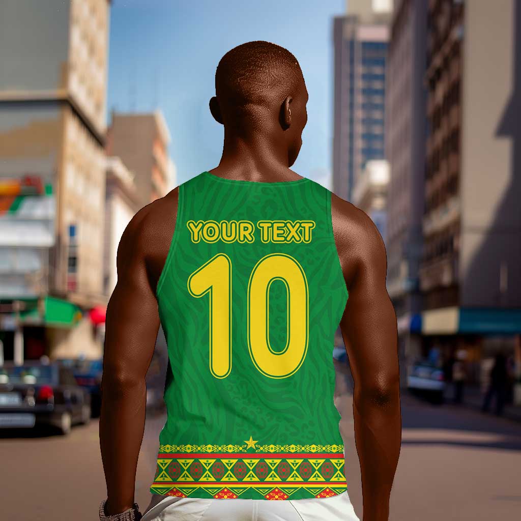 Custom Cameroon Football Men Tank Top Tribal Motifs Green Color - African Pride