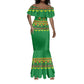 Custom Cameroon Football Mermaid Dress Tribal Motifs Green Color - African Pride
