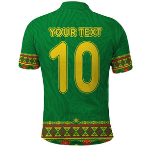 Custom Cameroon Football Polo Shirt Tribal Motifs Green Color - African Pride