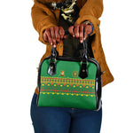 Cameroon Football Shoulder Handbag Tribal Motifs Green Color - African Pride