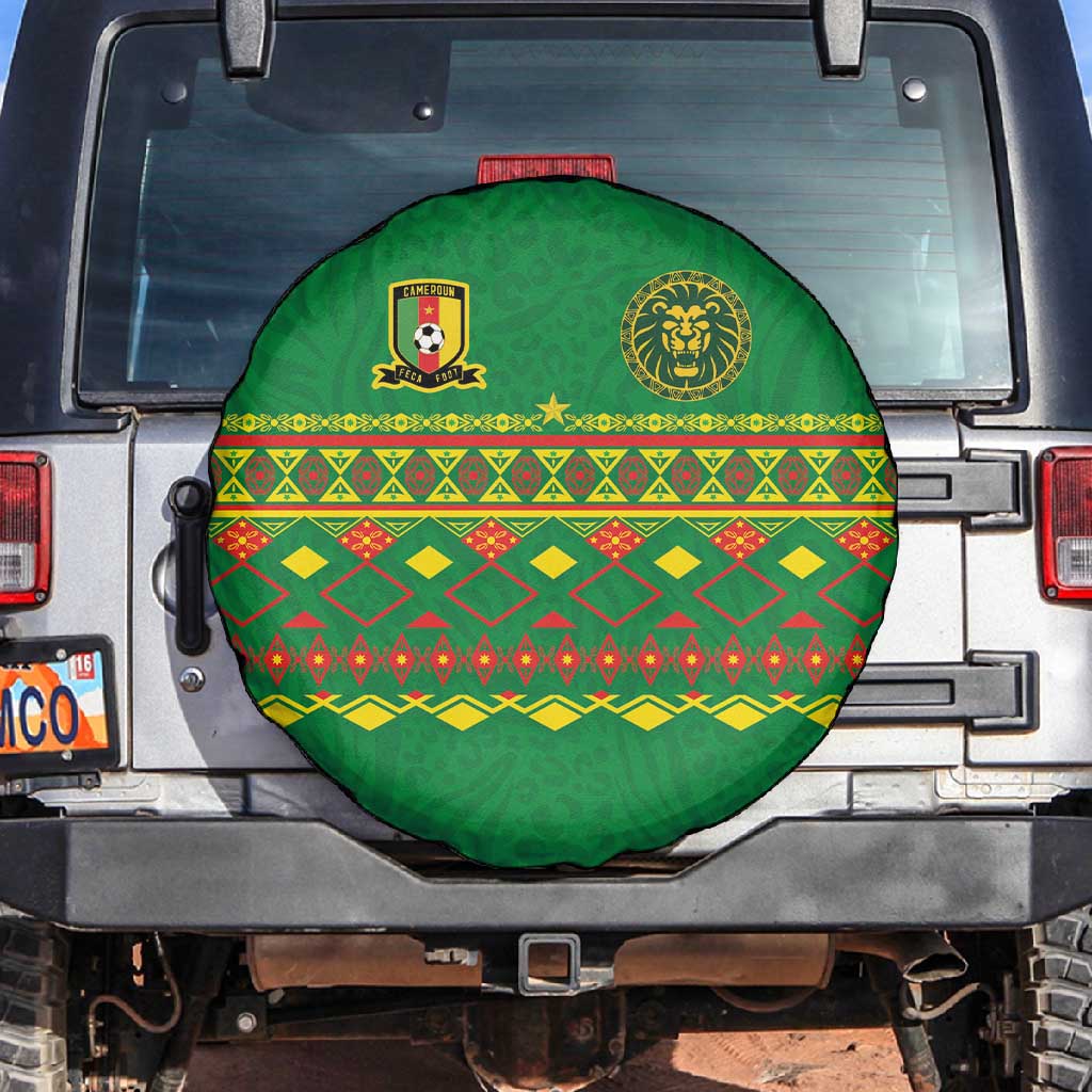Cameroon Football Spare Tire Cover Tribal Motifs Green Color - African Pride